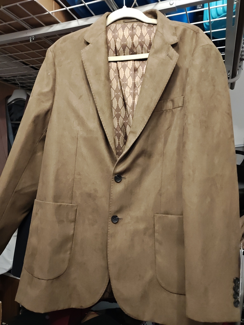 Men's Tan Suede-Style Blazer Sport Coat